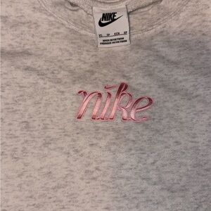 Nike Heather Gray Top with Pink Script with Bows